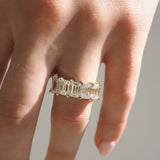 Stunning 2.0 TCW Emerald Moissanite Stones Half Eternity Wedding Bands