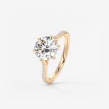 Round Pave Cathedral Lab Grown Diamond Engagement Ring