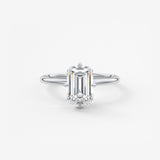Emerald Solitaire Lab Grown Diamond Engagement Ring