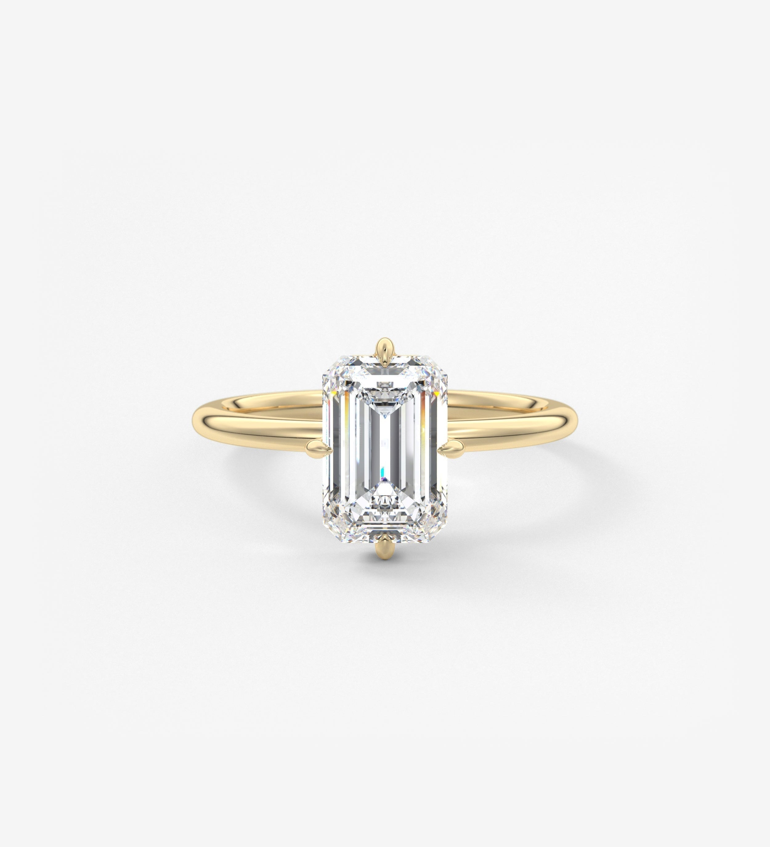 Emerald Solitaire Lab Grown Diamond Engagement Ring