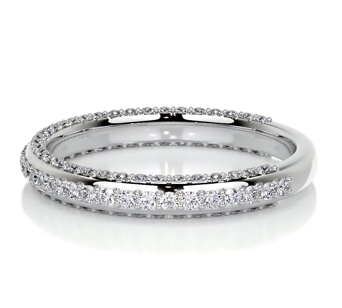 0.75 CT Round Triple Row CVD EF/VVS Diamond Wedding Band 1