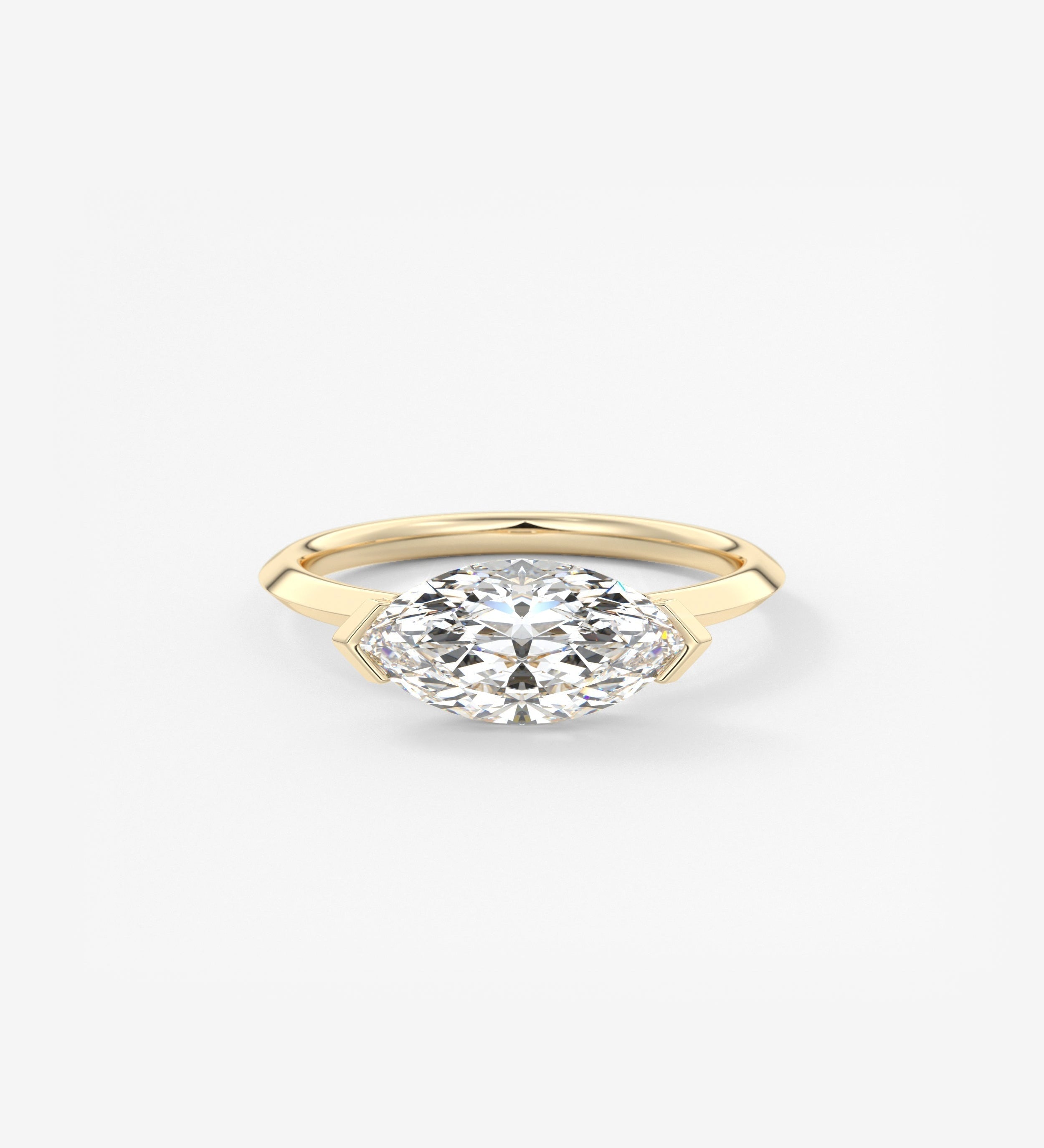 Marquise East West Half Bezel Lab Grown Diamond Engagement Ring
