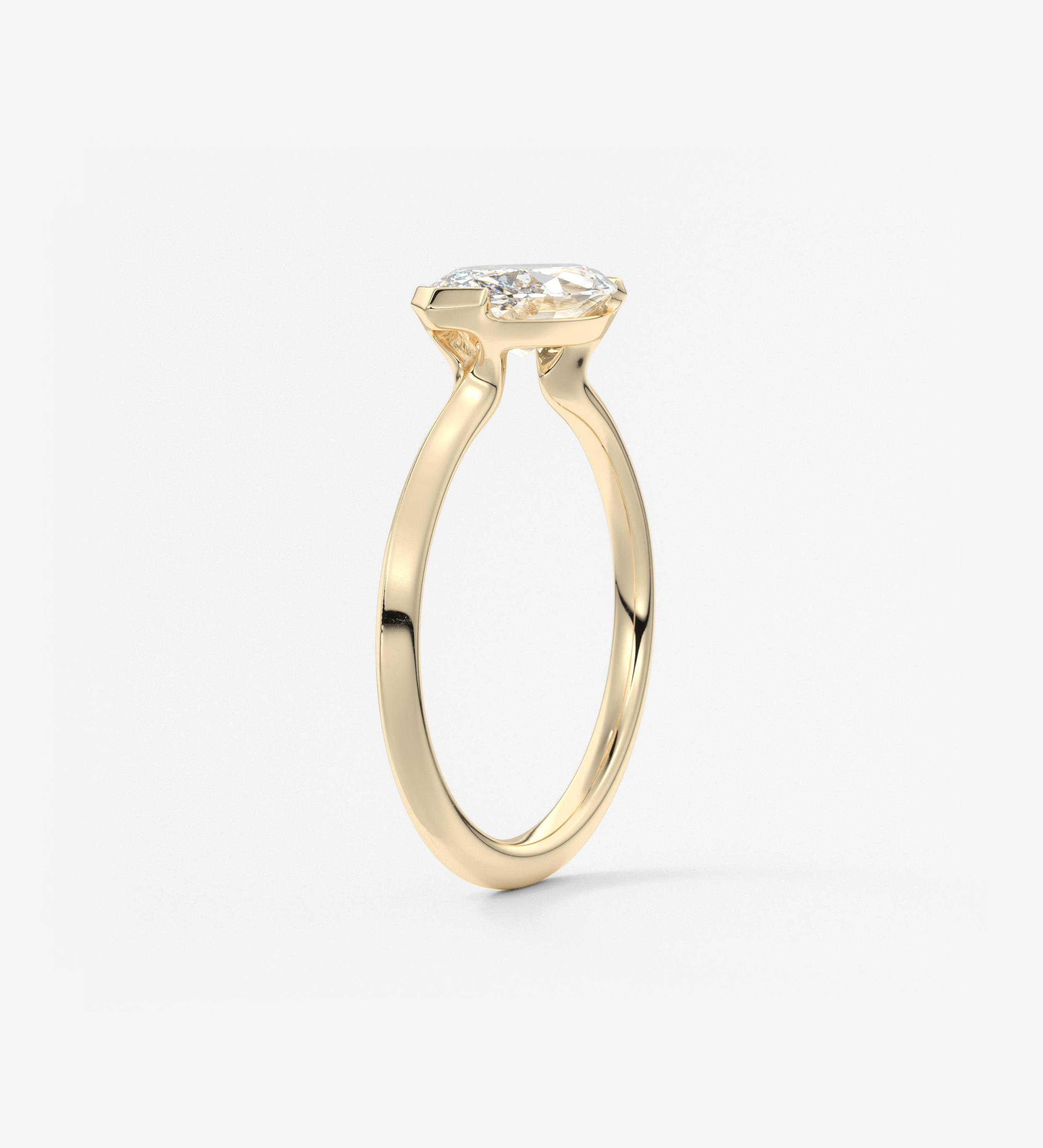 Marquise East West Half Bezel Lab Grown Diamond Engagement Ring