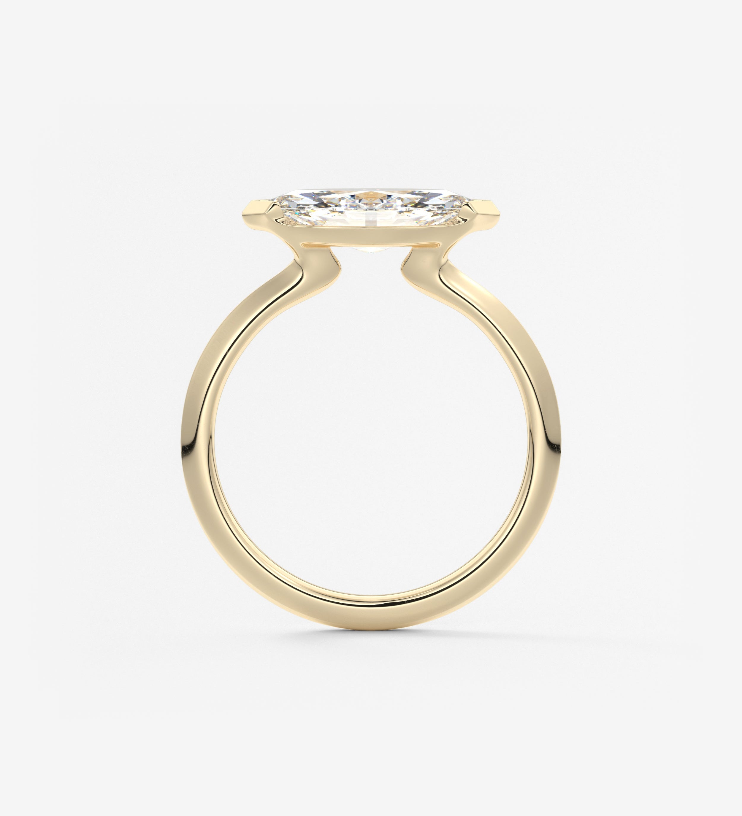 Marquise East West Half Bezel Lab Grown Diamond Engagement Ring