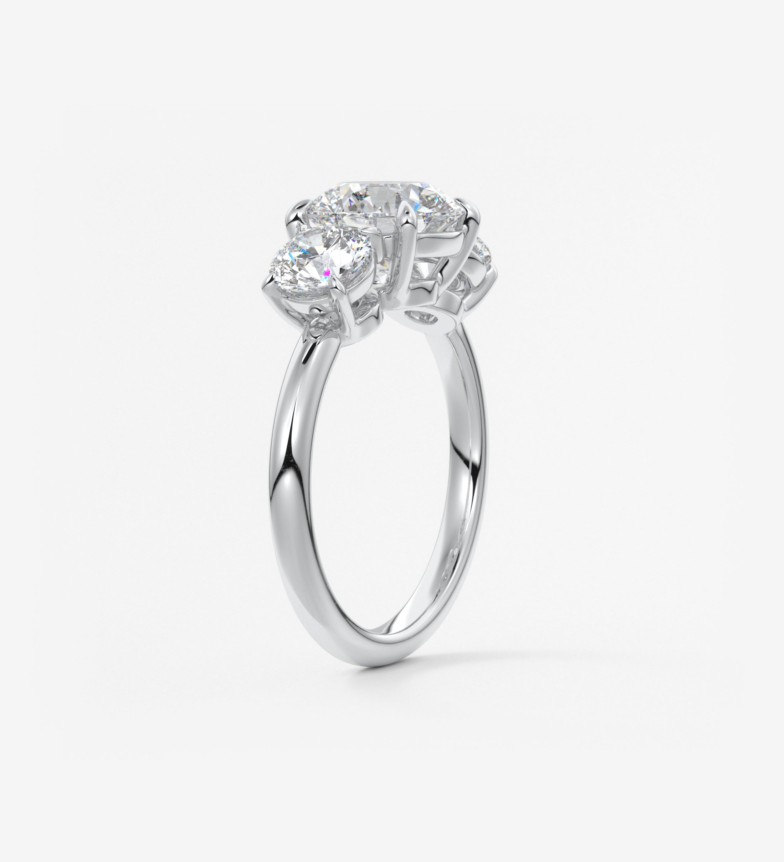 Round Three Stone Lab Grown Diamond Engagement Ring