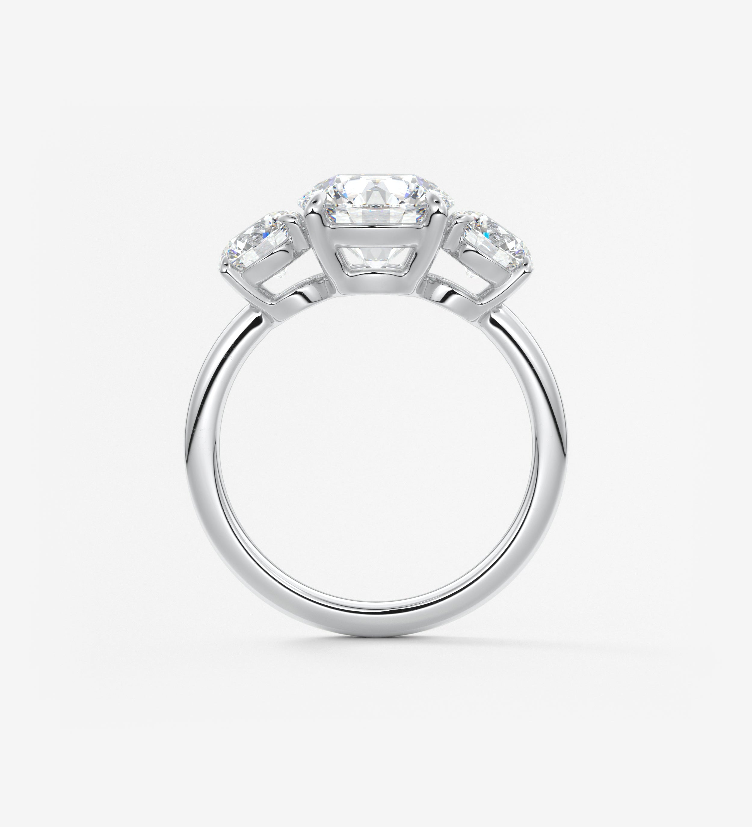 Round Three Stone Lab Grown Diamond Engagement Ring