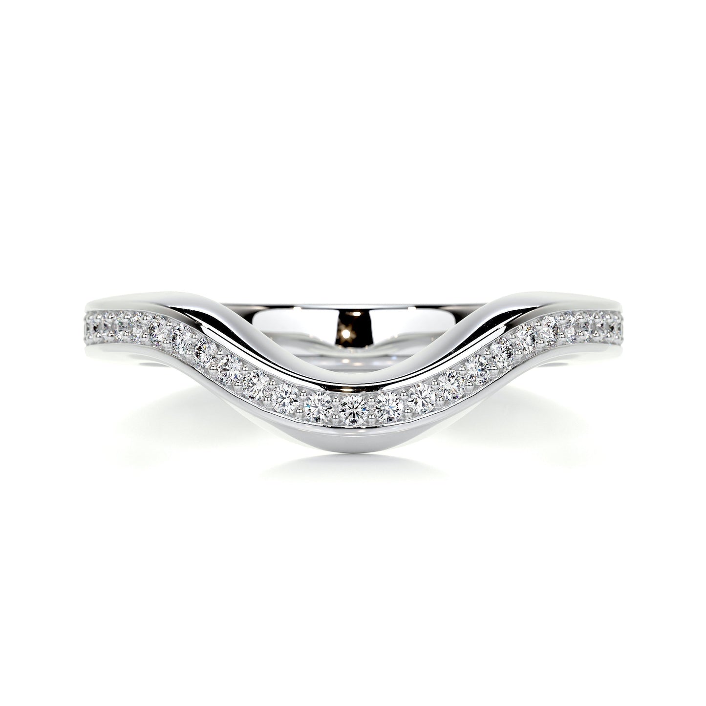 0.3 CT Round Curved CVD EF/VVS Diamond Wedding Band 1