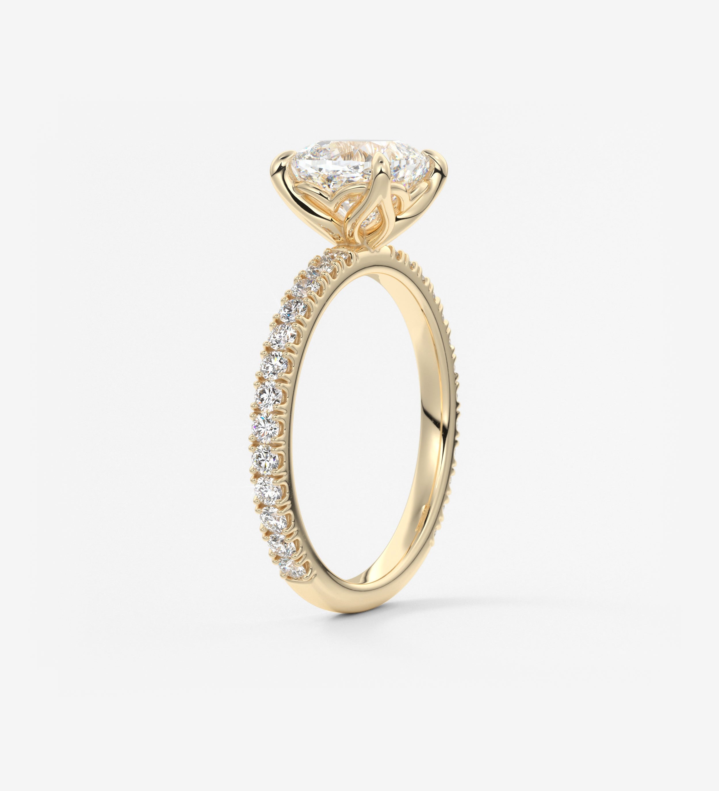 Cushion Pave Lab Grown Diamond Engagement Ring