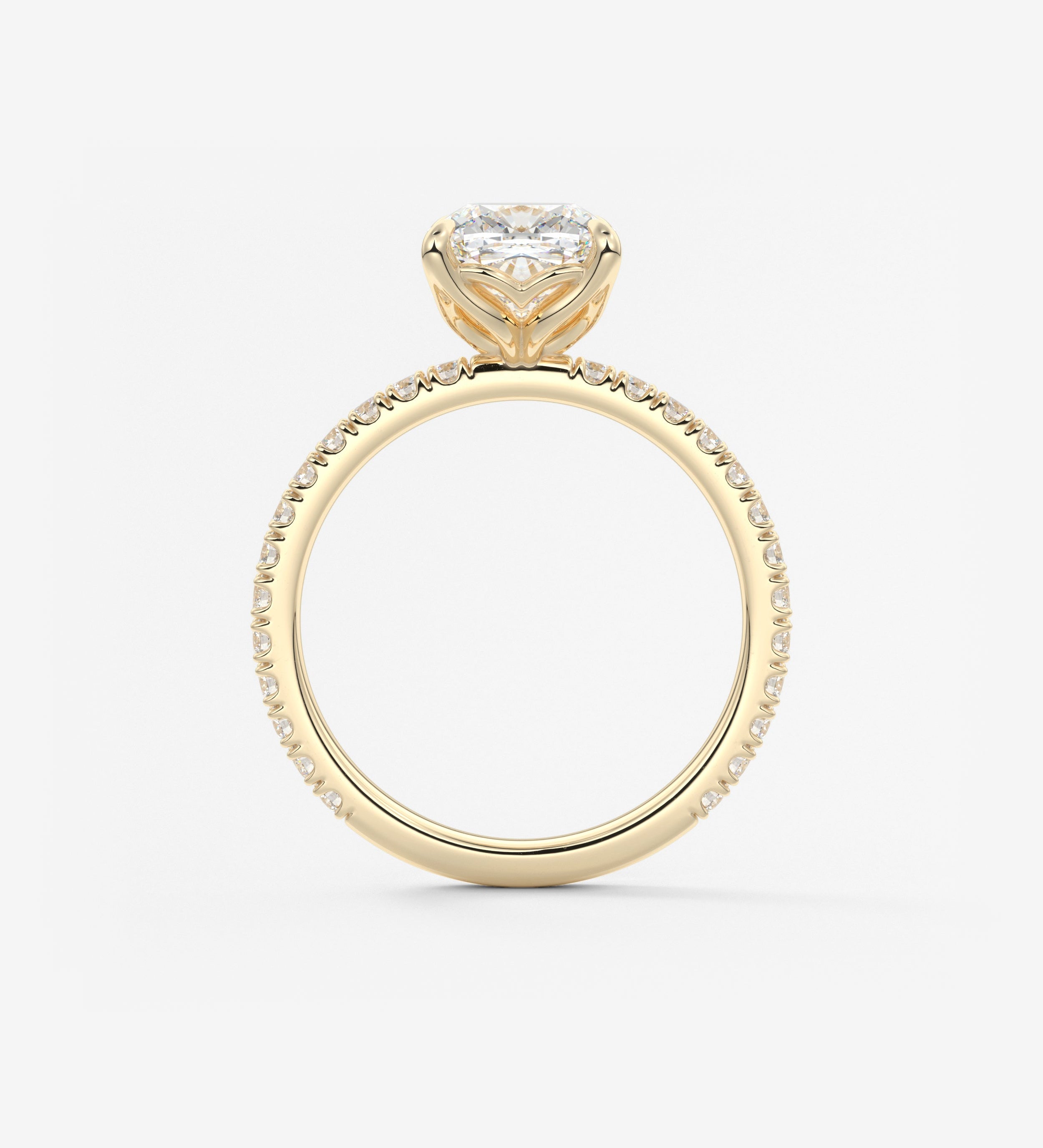 Cushion Pave Lab Grown Diamond Engagement Ring