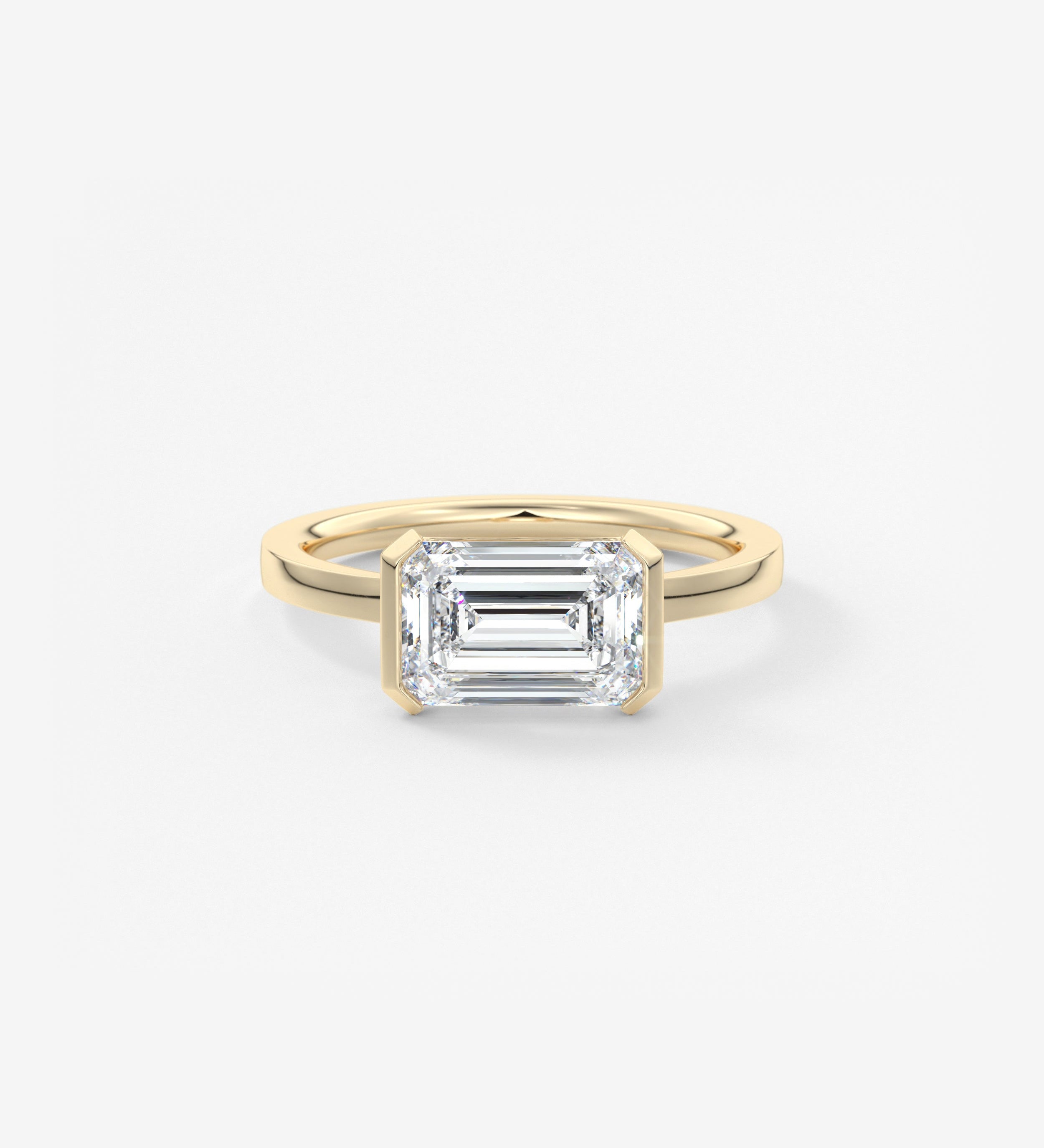 Emerald East West Half Bezel Lab Grown Diamond Engagement Ring