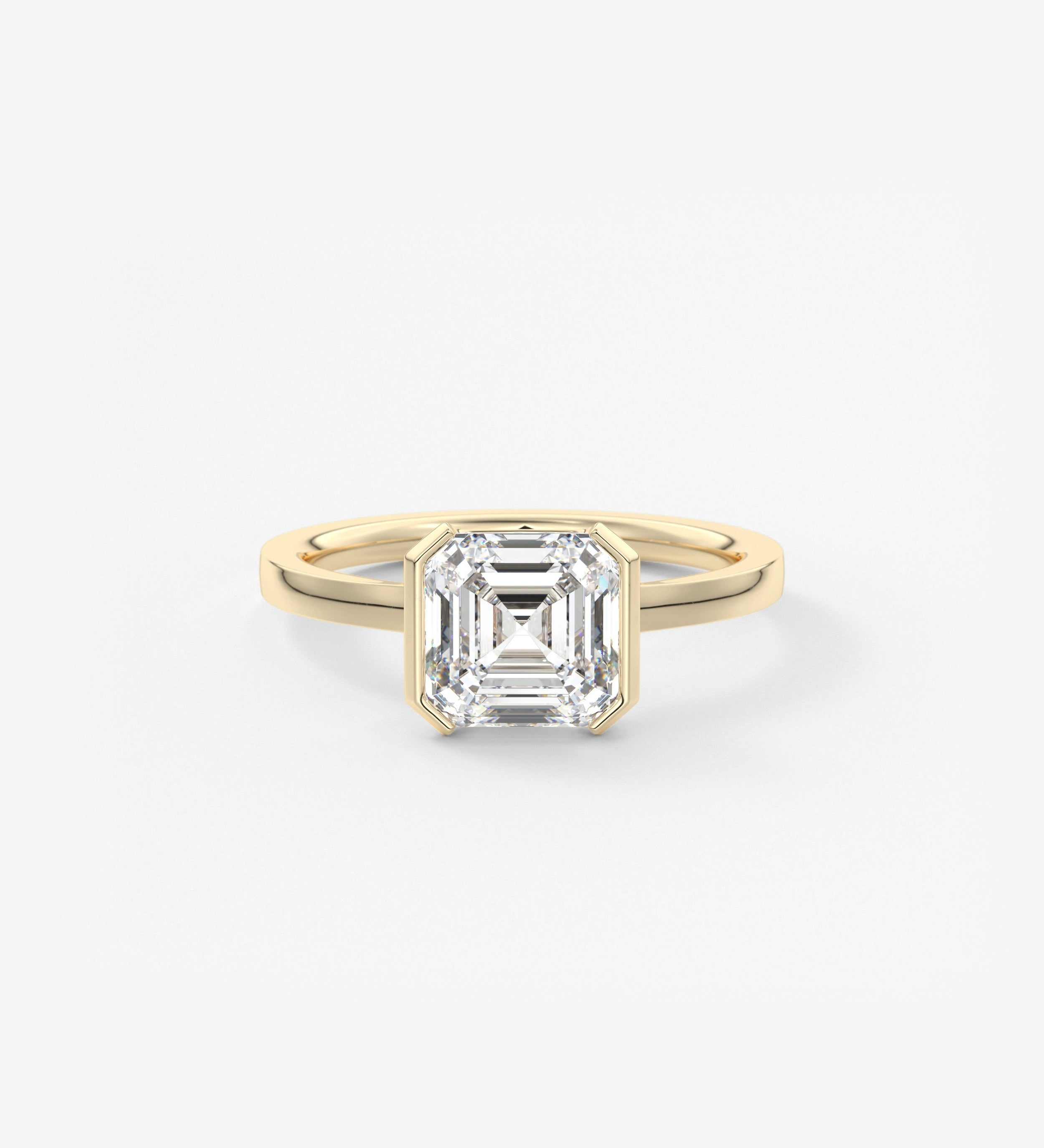 Asscher East West Half Bezel Lab Grown Diamond Engagement Ring