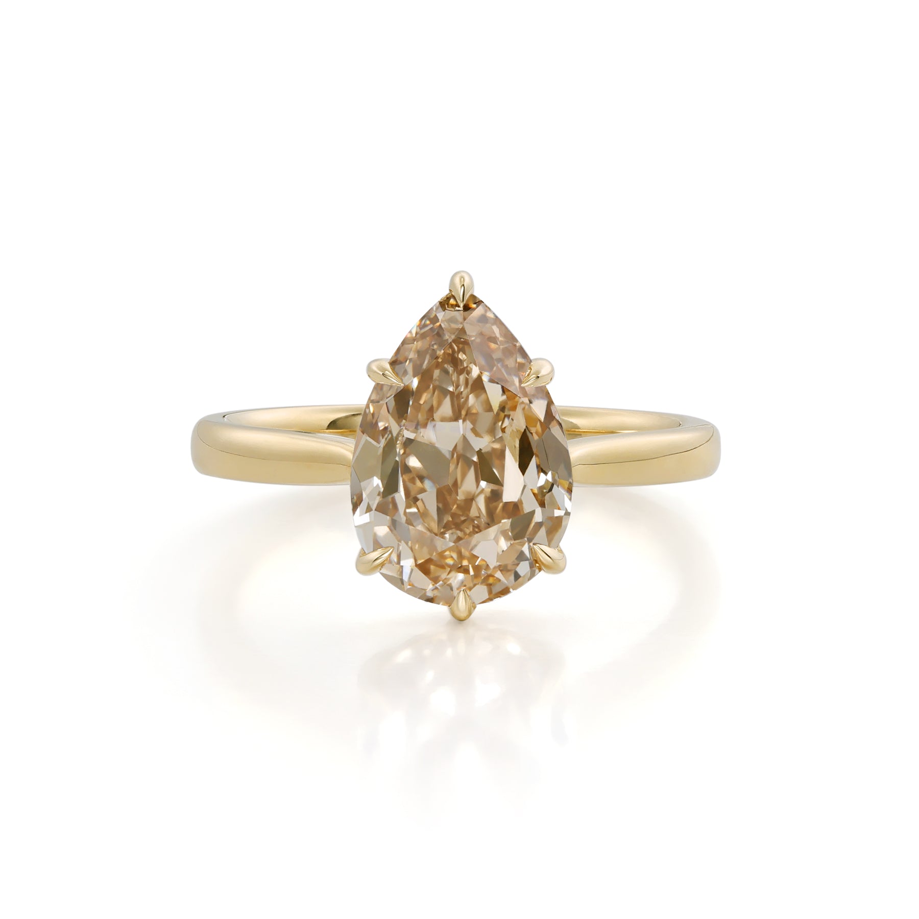 4 CT Pear Champagne Cut Lab Grown Diamond Engagement Ring