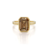 3 CT Champagne Emerald Cut Lab Grown Diamond Ring
