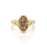 3.5 CT Champagne Old Mine Oval Lab Grown Diamond Ring