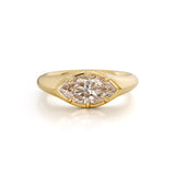 2 CT Marquise Cut Champagne Lab Grown Diamond Ring