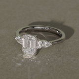 1.58 CT Emerald Lab Grown Diamond Three Stone Setting Engagement Ring