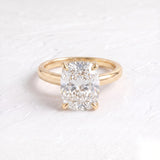 4 CT Hidden Halo Elongated Cushion Lab Grown Diamond Engagement Ring