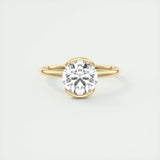 2 CT Round Half Bezel CVD F/VS1 Diamond Engagement Ring 8