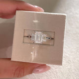 2.3 CT Emerald Lab Grown Diamond Three stone Style Engagement Ring