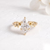 2 CT Flower Marquise Lab Grown Diamond Engagement Ring