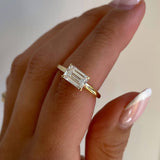 1.5 CT Emerald East West Lab Grown Diamond Solitaire Style Engagement Ring