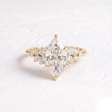 3 CT Cluster Marquise Lab Grown Diamond Engagement Ring