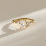 1.80 CT Elongated Cushion Lab Grown Diamond Pave Style Engagement Ring