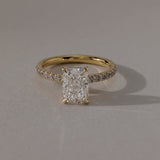 1.5 CT Elongated Cushion  Lab Grown Diamond Pave Setting Engagement Ring