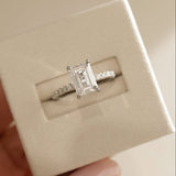 1.38 CT Emerald  Lab Grown Diamond Pave Style Engagement Ring