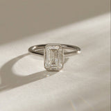 2.0 CT Emerald  Lab Grown Diamond Bezel Style Engagement Ring