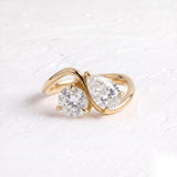 2.05 CT Round & Pear Lab Grown Diamond Engagement Ring – Two Stone