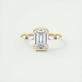 2 CT Emerald Three Stome CVD F/VS1 Diamond Engagement Ring 8