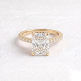 2 CT Pave Radiant Lab Grown Diamond Engagement Ring