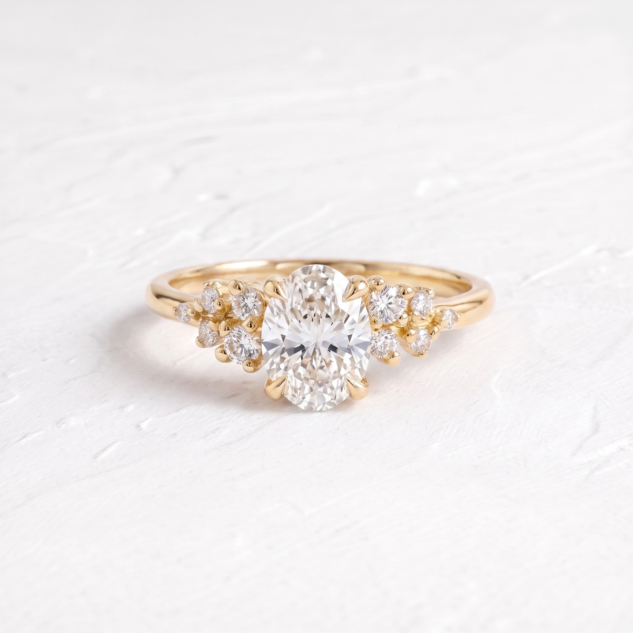 1 CT Cluster Oval Lab Grown Diamond Engagement Ring