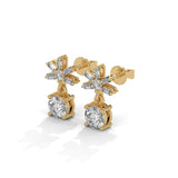 1 TCW Round & Baguette Cut Moissanite Huggies Earrings