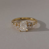 1.5 CT Elongated Cushion  Lab Grown Diamond Cluster Style Engagement Ring