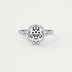 2 CT Round Halo Split Shank CVD F/VS1 Diamond Engagement Ring 1
