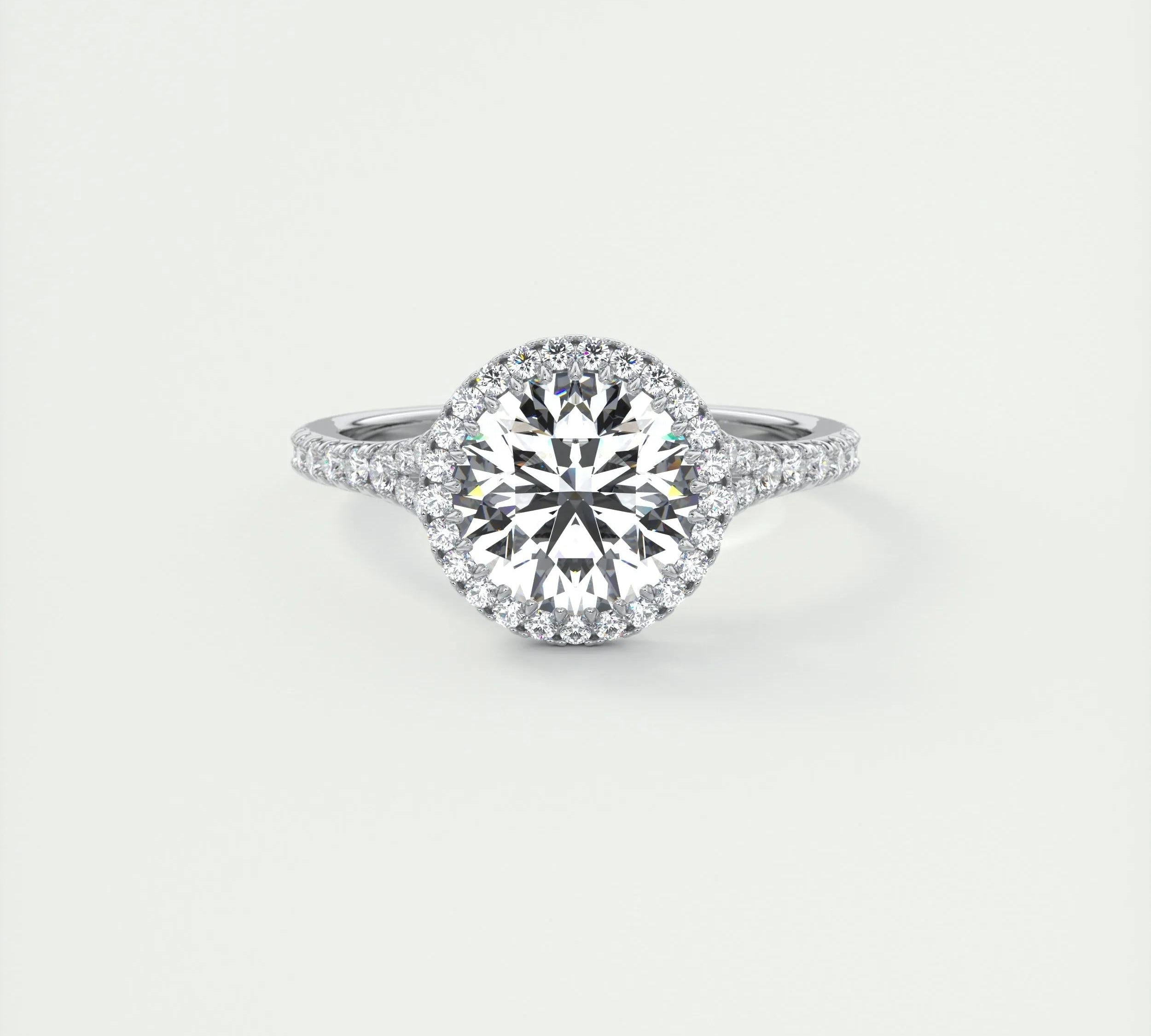 2 CT Round Halo Split Shank CVD F/VS1 Diamond Engagement Ring 1