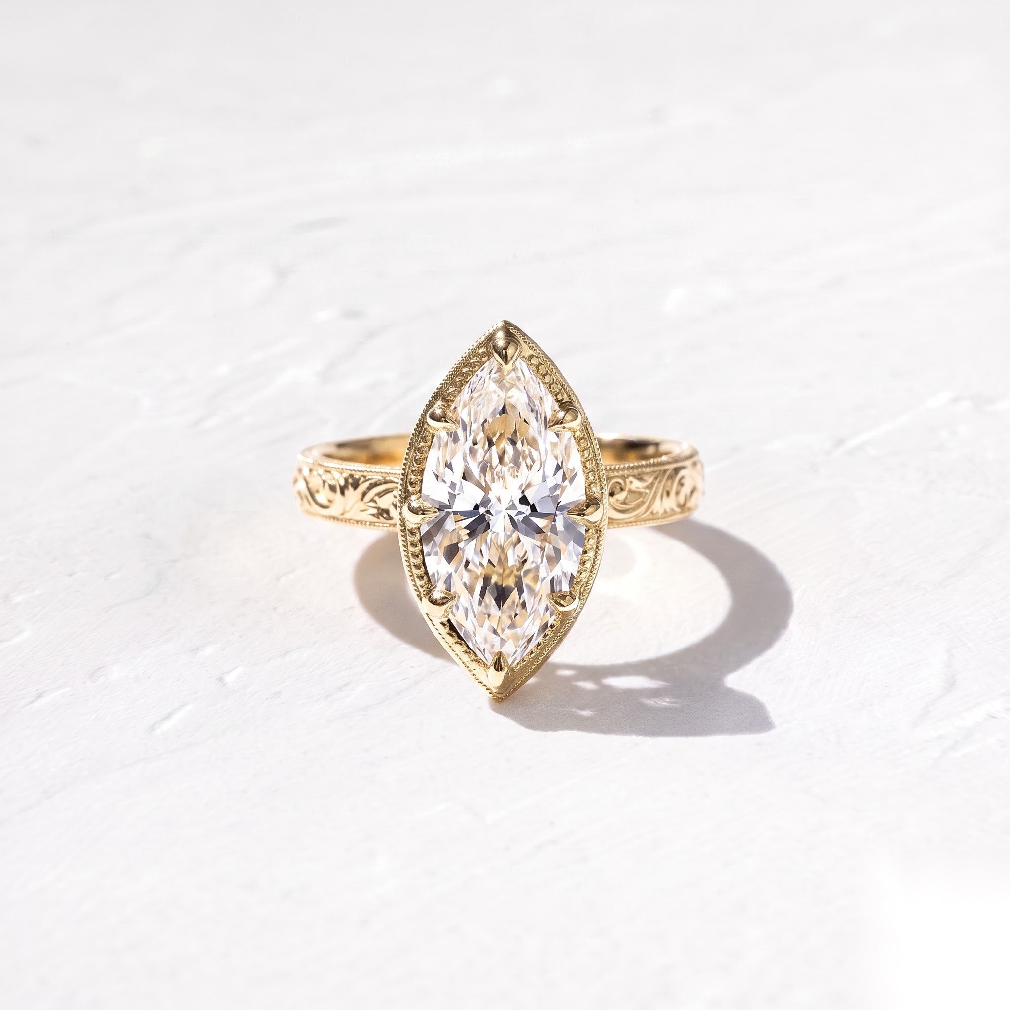 3 CT Vintage Marquise Lab Grown Diamond Engagement Ring