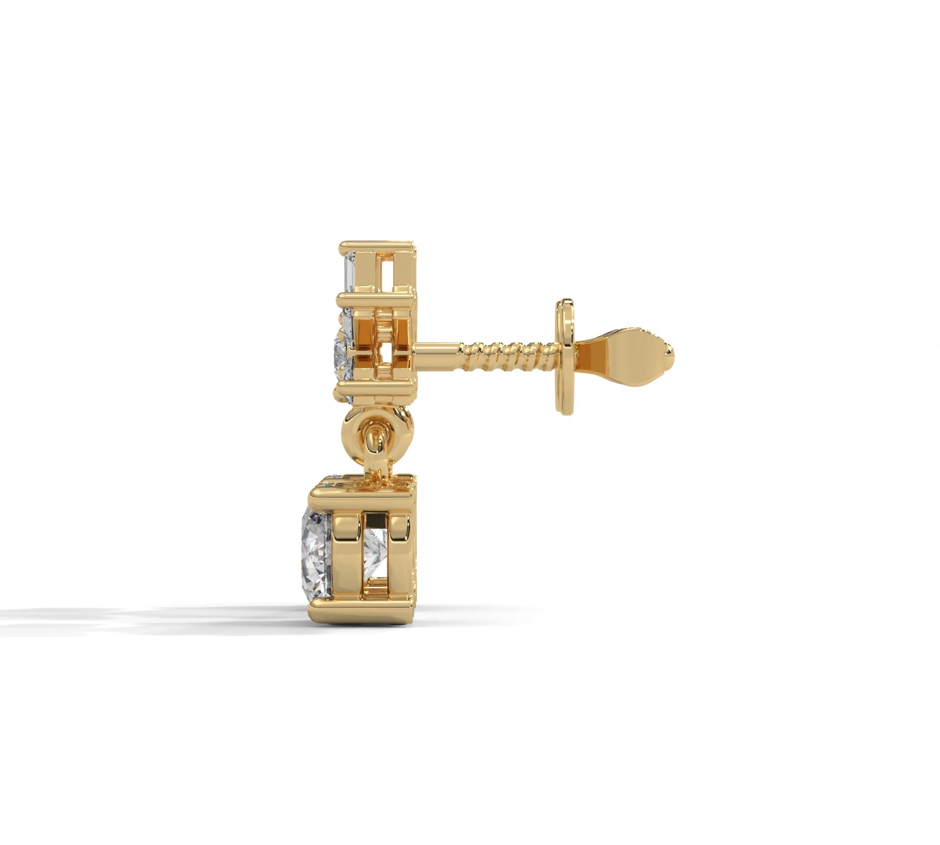 1 TCW Round & Baguette Cut Moissanite Huggies Earrings