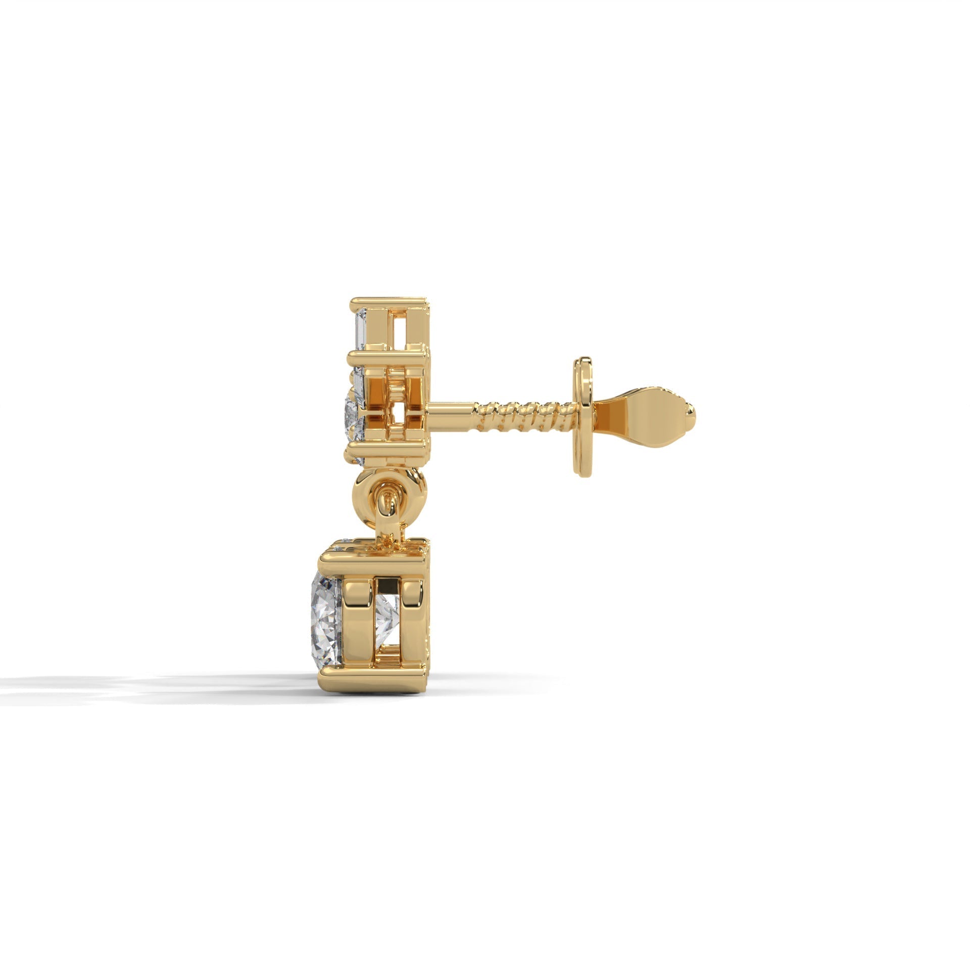 1 TCW Round & Baguette Cut Moissanite Huggies Earrings