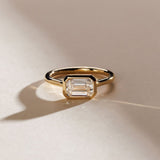 1.50 CT East West Emerald Lab Grown Diamond Bezel Style Engagement Ring