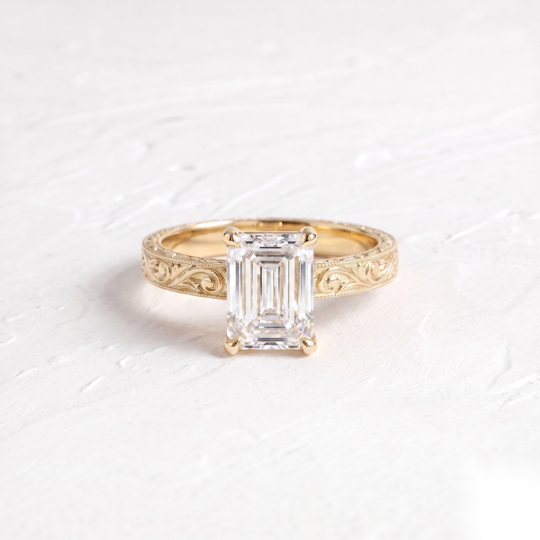 3 CT Vintage Emerald Lab Grown Diamond Engagement Ring