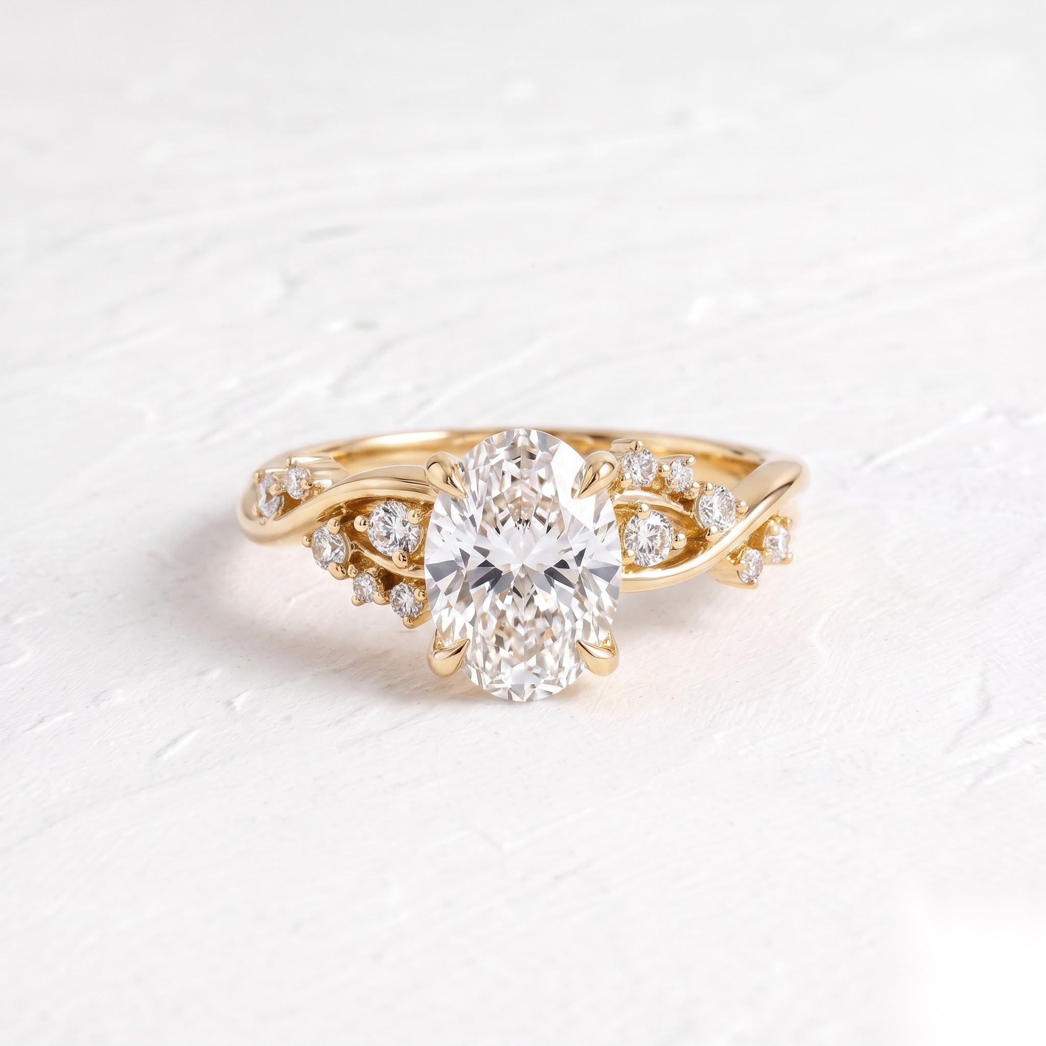 2 CT Cluster Oval Lab Grown Diamond Engagement Ring