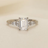 1.58 CT Emerald Lab Grown Diamond Cluster Style Engagement Ring