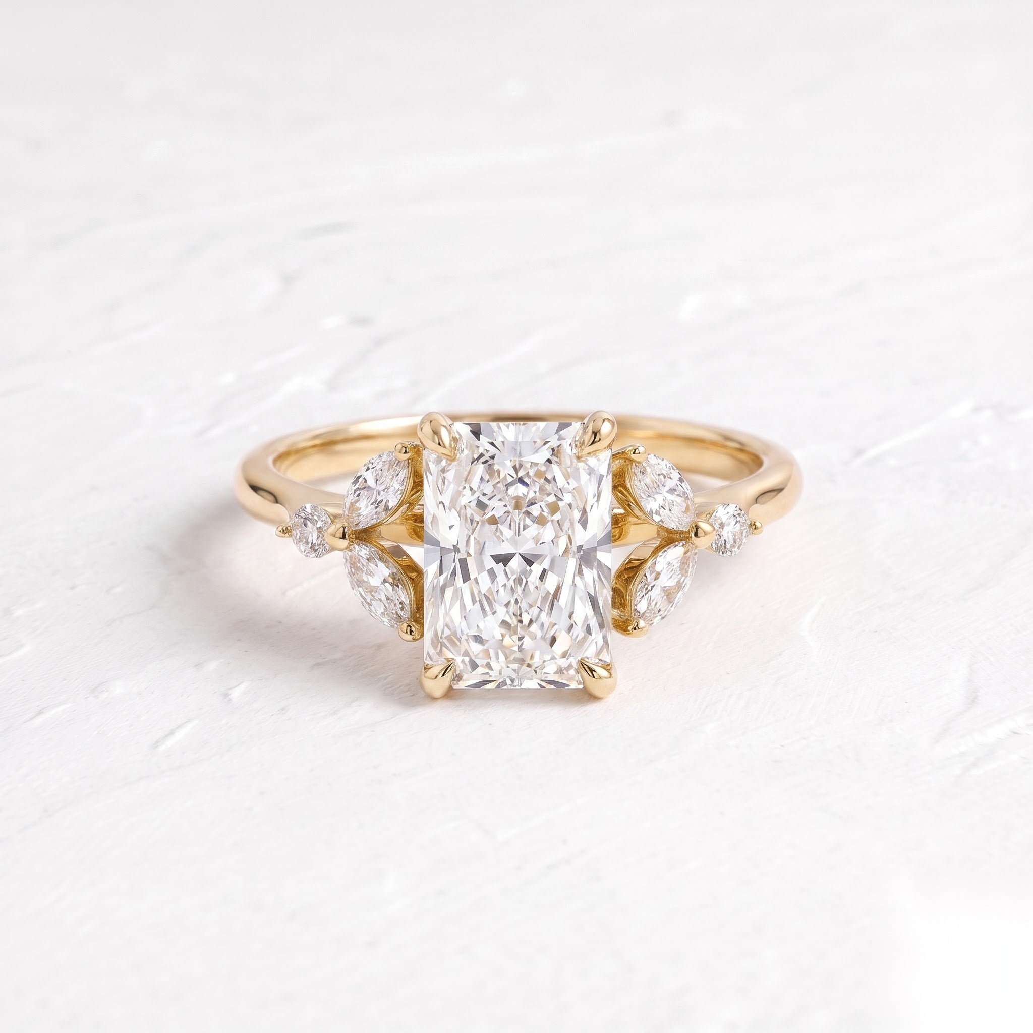 2 CT Cluster Radiant Lab Grown Diamond Engagement Ring