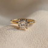 1.25 CT Cushion Lab Grown Diamond Hidden Halo Style Engagement Ring