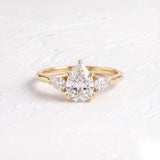 1.5 CT Three Stone Pear Lab Grown Diamond Engagement Ring