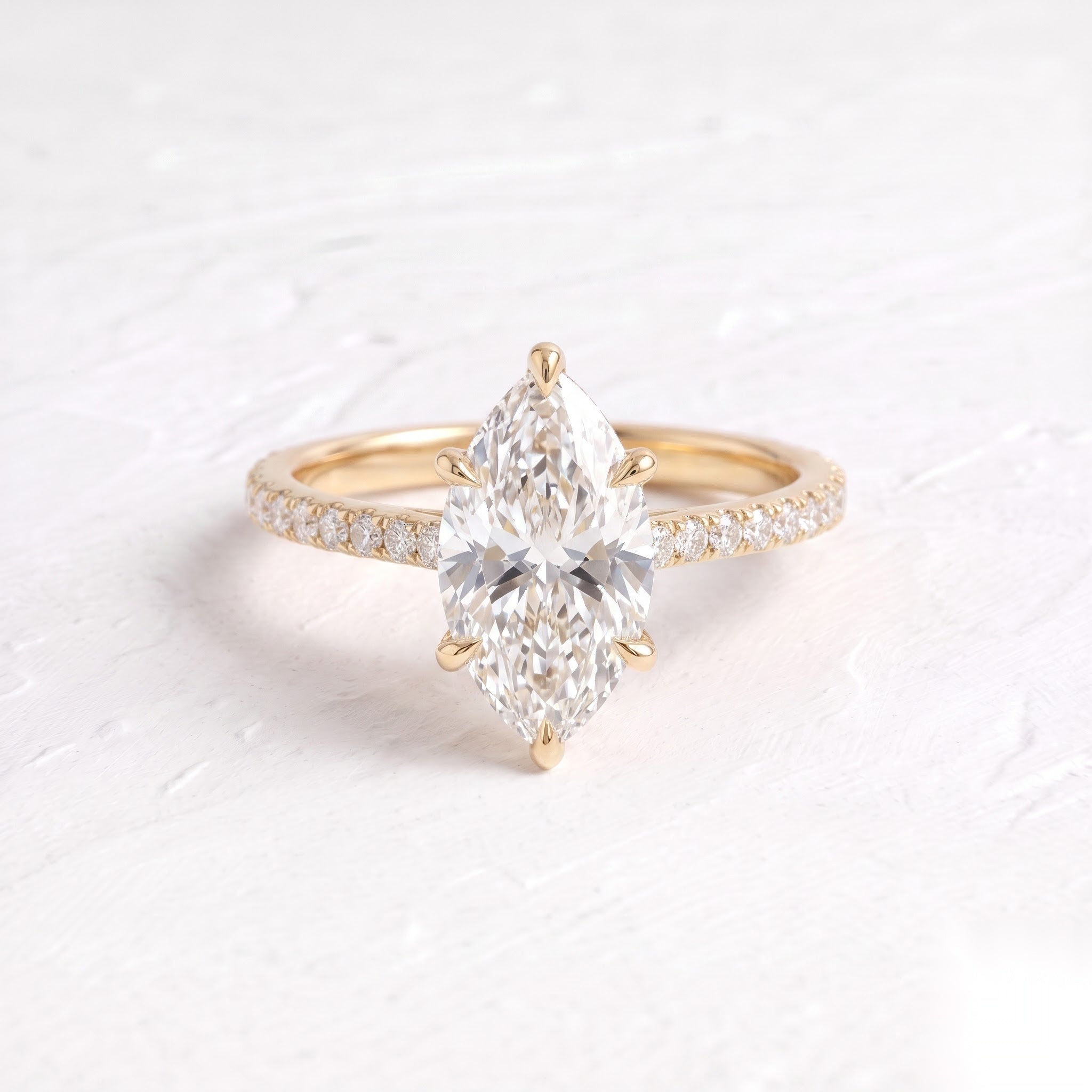 2 CT Pave Marquise Lab Grown Diamond Engagement Ring