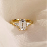 1.50 CT Emerald Lab Grown Diamond Three Stone Style Engagement Ring